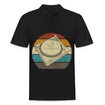 Schallplatte Vinyl Musik Plattenspieler retro - Männer Poloshirt - Schwarz - Vorne - Kai (181cm)