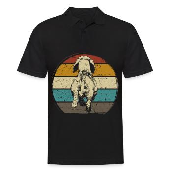 Teckel chien dessin de derrière chien rétro vintag - Polo Homme - noir - Devant - Kai (181cm)