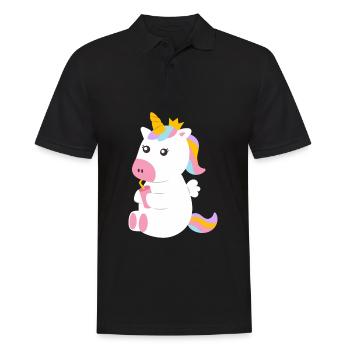 Licorne assise sucrée avec boisson - Polo Homme - noir - Devant - Kai (181cm)