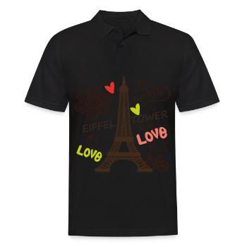 Paris Tour Eiffel Arc de Triomphe L’amour de Frankre - Polo Homme - noir - Devant - Kai (181cm)