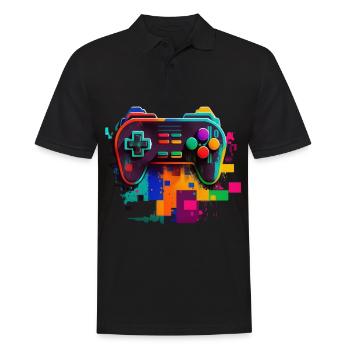 Retro Konsole - Männer Poloshirt - Schwarz - Vorne - Kai (181cm)