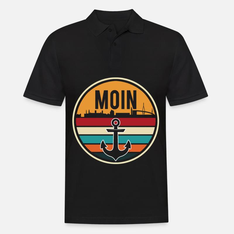 Moin Anker - Männer Poloshirt - Schwarz
