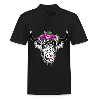 Scottish Highlands Highland Cattle Highland Cow - Men's Polo Shirt - black - Front - Kai (181cm)