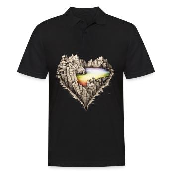 Lac arc-en-ciel dans les rochers. En forme de cœur. - Polo Homme - noir - Devant - Kai (181cm)