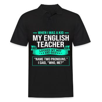 Grammar English Spelling - Men's Polo Shirt - black - Front - Kai (181cm)