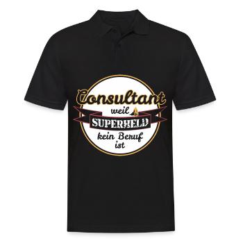 Consultant weil Superheld kein Beruf ist - Männer Poloshirt - Schwarz - Vorne - Kai (181cm)