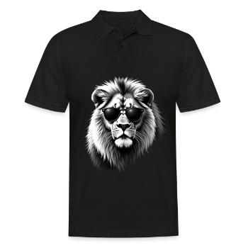 Lion Sunglasses Animal Motif Black White Art - Men's Polo Shirt - black - Front - Kai (181cm)
