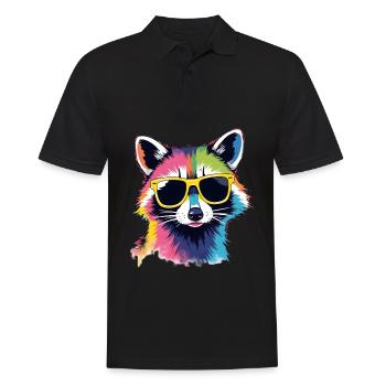Œuvre d’art du raton laveur Pop Art Ratons laveurs - Polo Homme - noir - Devant - Kai (181cm)