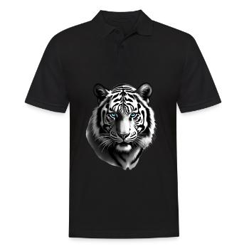 Tiger mit Blauen Augen Tier Motiv Kunst Tiger - Männer Poloshirt - Schwarz - Vorne - Kai (181cm)