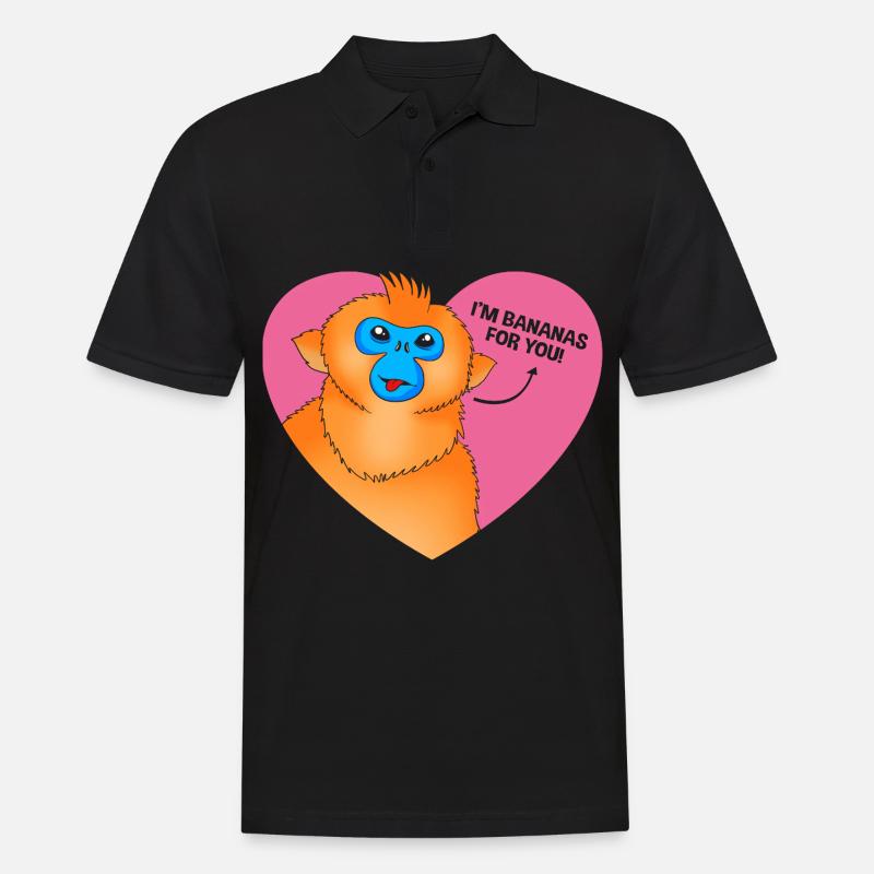 Stupsnasenaffe Affe Schimpanse - Männer Poloshirt - Schwarz