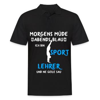 Sportlehrer Spruch Sportunterricht Schulsport - Männer Poloshirt - Schwarz - Vorne - Kai (181cm)