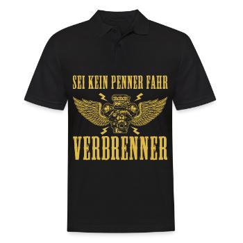 Sei kein Penner fahr Verbrenner Auto - Männer Poloshirt - Schwarz - Vorne - Kai (181cm)
