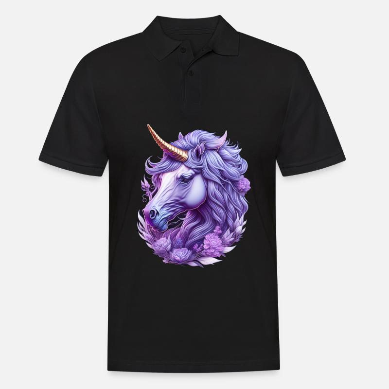 Majestätisches Einhorn - Männer Poloshirt - Schwarz