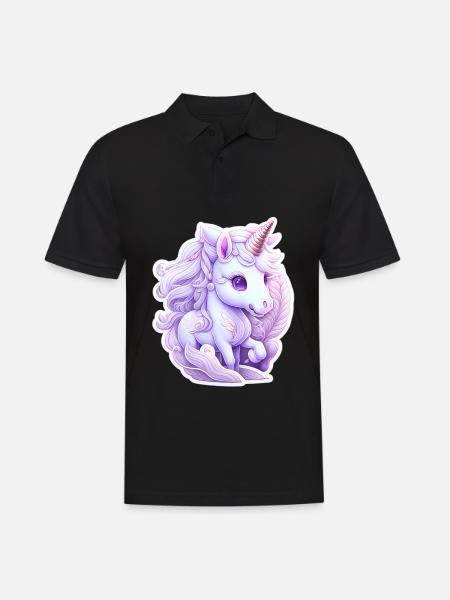 Süßes Einhorn - Männer Poloshirt - Schwarz