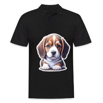 Adorable-mignon chiot beagle - Polo Homme - noir - Devant - Kai (181cm)