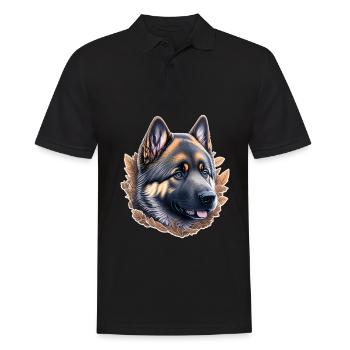 Chiot berger allemand - Polo Homme - noir - Devant - Kai (181cm)