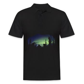 Bär Polarlichter Natur - Männer Poloshirt - Schwarz - Vorne - Kai (181cm)