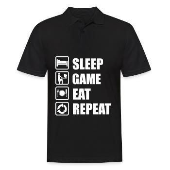 Zocken Gamer Eat Repeat Geschenkdee - Männer Poloshirt - Schwarz - Vorne - Kai (181cm)