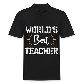teacher world s best teacher - Männer Poloshirt - Schwarz - Vorne - Kai (181cm)