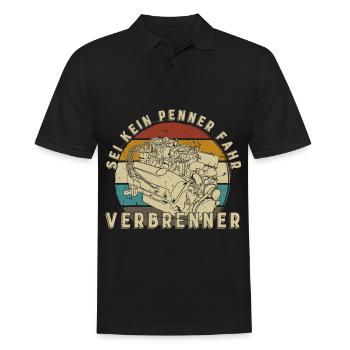 Sei kein Penner fahr Verbrenner Auto - Männer Poloshirt - Schwarz - Vorne - Kai (181cm)