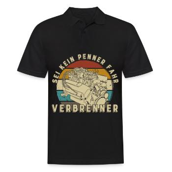 Sei kein Penner fahr Verbrenner Auto - Männer Poloshirt - Schwarz - Vorne - Kai (181cm)
