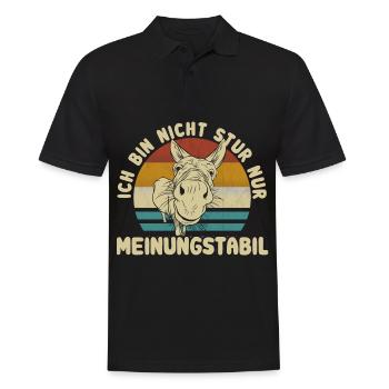 Ich bin nicht stur - nur meinungsstabil Esel - Männer Poloshirt - Schwarz - Vorne - Kai (181cm)