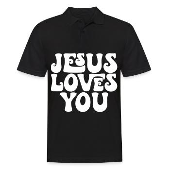 Jésus t’aime - Jesus liebt dich - Chrétien - Polo Homme - noir - Devant - Kai (181cm)