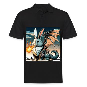 Feuerspeiender Hase Drache #01 - Männer Poloshirt - Schwarz - Vorne - Kai (181cm)