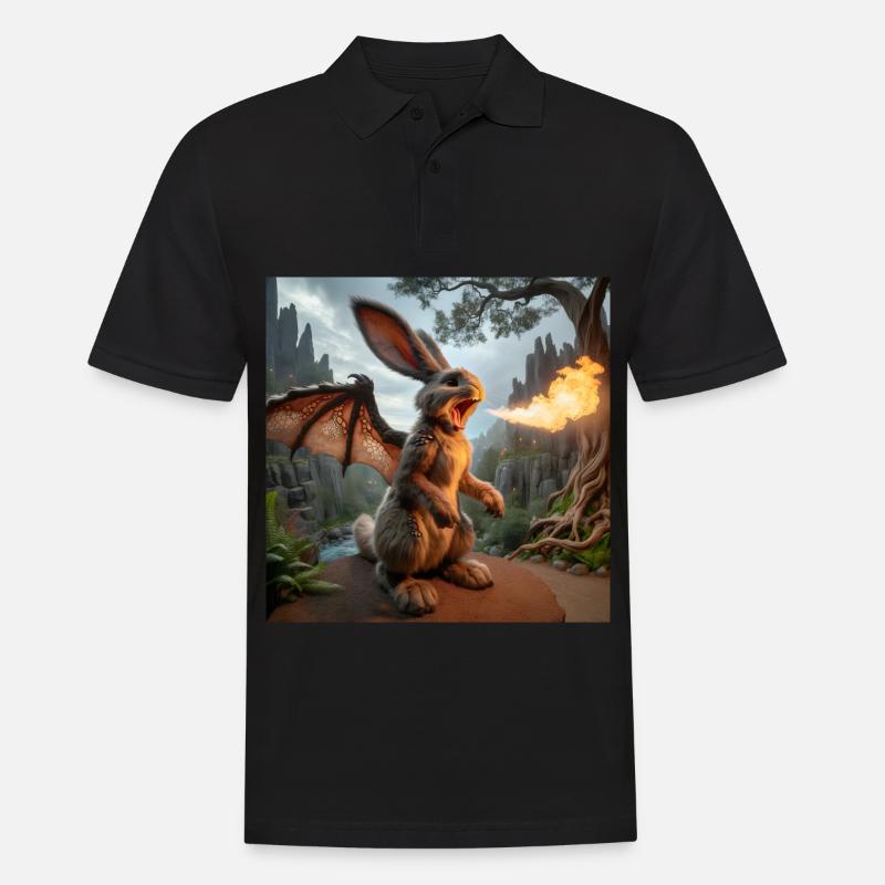 Feuerspeiender Hase Drache #17 - Männer Poloshirt - Schwarz