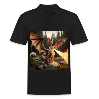 Feuerspeiender Hase Drache #16 - Männer Poloshirt - Schwarz - Vorne - Kai (181cm)