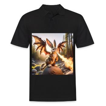 Feuerspeiender Hase Drache #12 - Männer Poloshirt - Schwarz - Vorne - Kai (181cm)