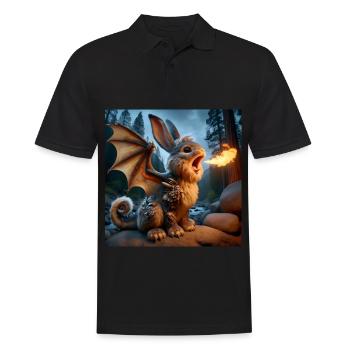 Feuerspeiender Hase Drache #18 - Männer Poloshirt - Schwarz - Vorne - Kai (181cm)
