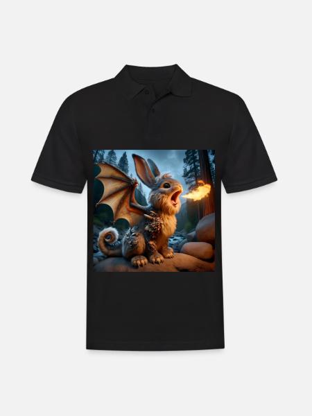 Fire Breathing Bunny Dragon #18 - Men's Polo Shirt - black