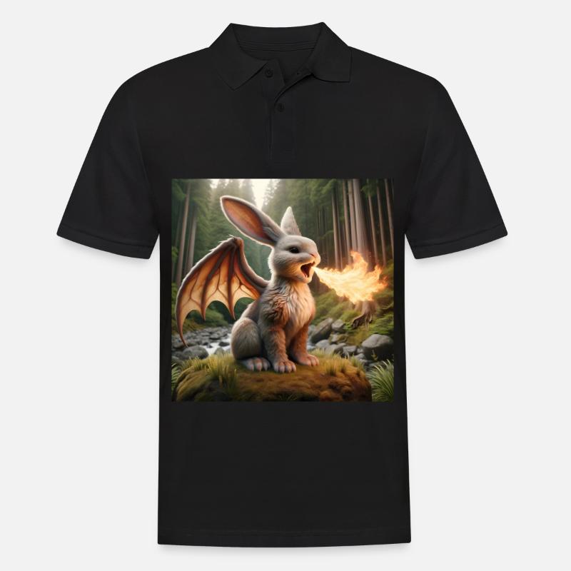 Feuerspeiender Hase Drache #19 - Männer Poloshirt - Schwarz