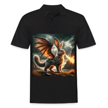 Feuerspeiender Hase Drache #03 - Männer Poloshirt - Schwarz - Vorne - Kai (181cm)