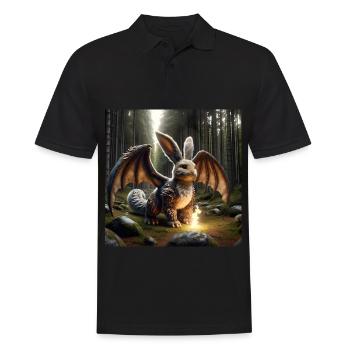 Feuerspeiender Hase Drache #15 - Männer Poloshirt - Schwarz - Vorne - Kai (181cm)