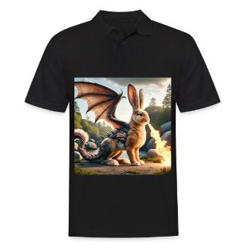 Feuerspeiender Hase Drache #07 - Männer Poloshirt - Schwarz - Vorne - Kai (181cm)