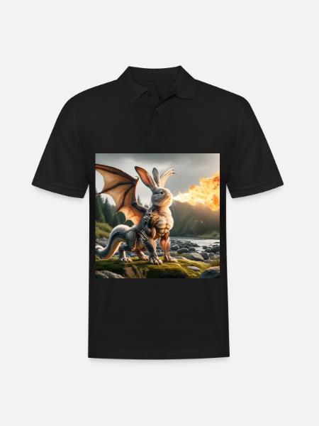 Fire Breathing Bunny Dragon #05 - Men's Polo Shirt - black