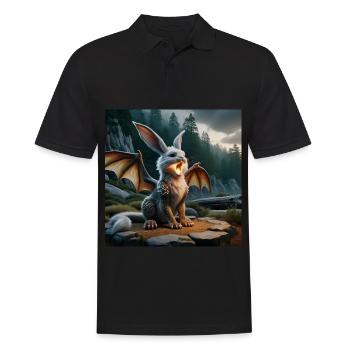 Feuerspeiender Hase Drache #20 - Männer Poloshirt - Schwarz - Vorne - Kai (181cm)