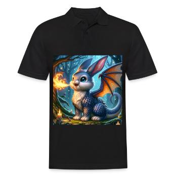 Dragon Lapin Cracheur de Feu #02 - Polo Homme - noir - Devant - Kai (181cm)