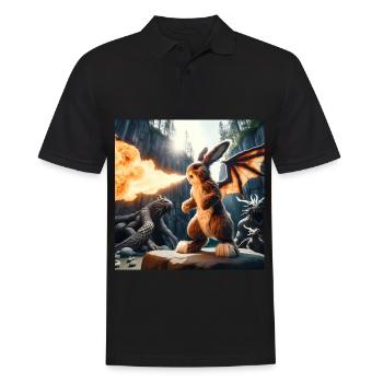 Feuerspeiender Hase Drache #10 - Männer Poloshirt - Schwarz - Vorne - Kai (181cm)