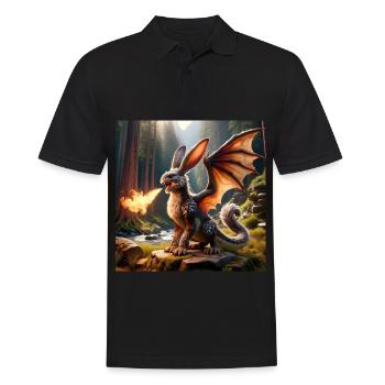Feuerspeiender Hase Drache #11 - Männer Poloshirt - Schwarz - Vorne - Kai (181cm)