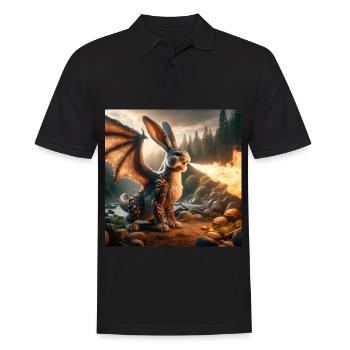 Feuerspeiender Hase Drache #14 - Männer Poloshirt - Schwarz - Vorne - Kai (181cm)