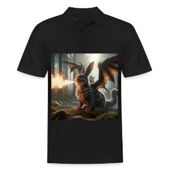 Feuerspeiender Hase Drache #06 - Männer Poloshirt - Schwarz - Vorne - Kai (181cm)