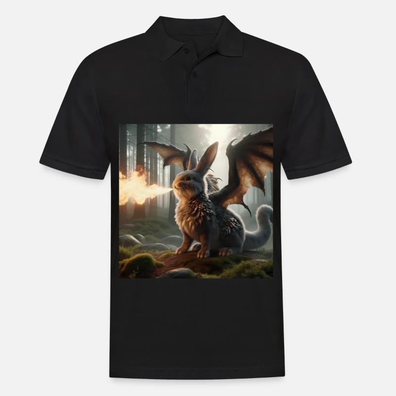 Feuerspeiender Hase Drache #06 - Männer Poloshirt - Schwarz