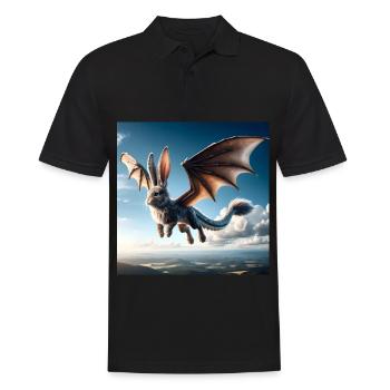 Fliegender Hase Drache #01 - Männer Poloshirt - Schwarz - Vorne - Kai (181cm)
