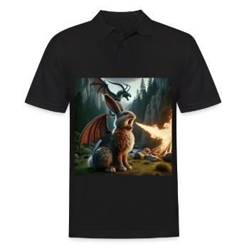 Feuerspeiender Hase Drache #21 - Männer Poloshirt - Schwarz - Vorne - Kai (181cm)