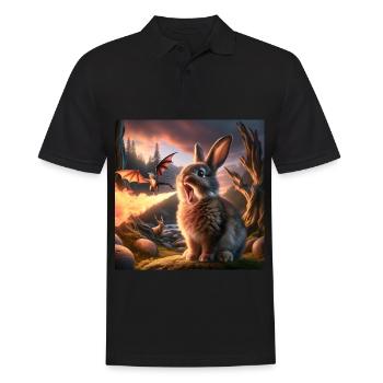 Feuerspeiender Hase Drache #26 - Männer Poloshirt - Schwarz - Vorne - Kai (181cm)