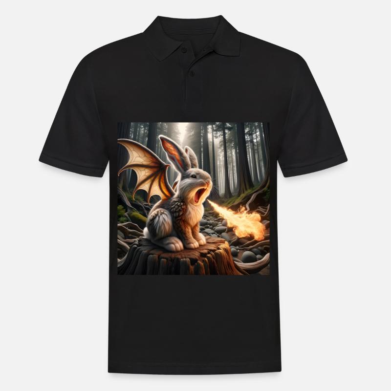 Feuerspeiender Hase Drache #23 - Männer Poloshirt - Schwarz
