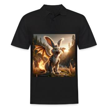 Feuerspeiender Hase Drache #24 - Männer Poloshirt - Schwarz - Vorne - Kai (181cm)